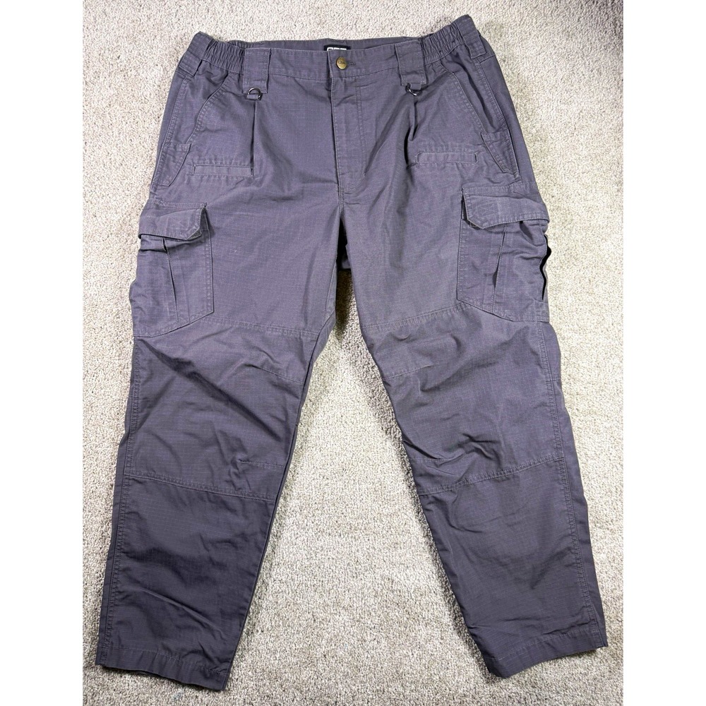 CQR Men's Gray Ripstop Cargo Pants 38W Regular Fit Straight Leg Cargo Pockets